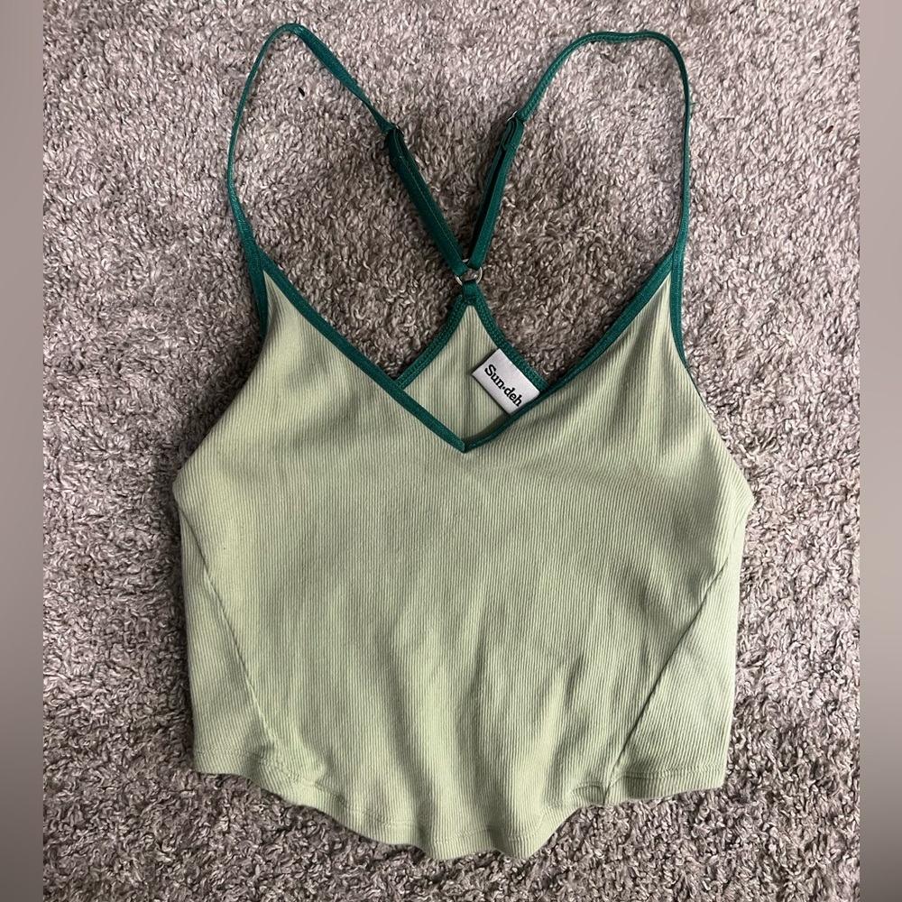 GREEN CROP TOP TANK